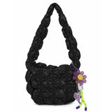 Ruched Nylon Women Shoulder Bag Quilted Handbag Small Tote P