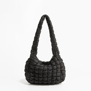Ruched Quilted Canvas Shoulder Bag Women Handbag Crossbody Large Capacity Purse