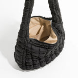 Ruched Quilted Canvas Shoulder Bag Women Handbag Crossbody Large Capacity Purse