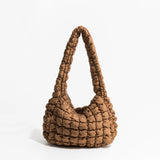 Ruched Quilted Canvas Shoulder Bag Women Handbag Crossbody Large Capacity Purse