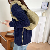 Ruched Strap Nylon Shoulder Bag for Women Quilted Padded Crossbody Tote