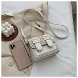 Daisy Embroidery Crossbody Bag Ladies Shoulder Straw Bag