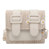 Daisy Embroidery Crossbody Bag Ladies Shoulder Straw Bag