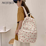 Cherry Print Backpack for Girls Portable School Bag