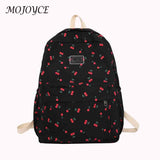 Cherry Print Backpack for Girls Portable School Bag