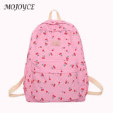 Cherry Print Backpack for Girls Portable School Bag