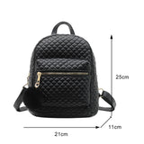 Casual School Style Lattice Pattern Women Backpack Retro PU Leather