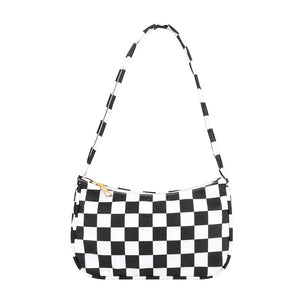 Plaid Leopard Print Nylon Shoulder Bag for Women