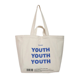 Casual Shoulder Bag Women Letter Print Large Capacity Canvas Shopping Bags
