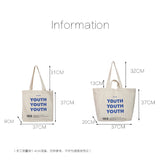 Casual Shoulder Bag Women Letter Print Large Capacity Canvas Shopping Bags