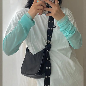 Waterproof Nylon Crossbody Bag Girls Underarm Handbag Purse