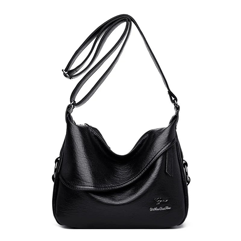 Casual Solid Color Shoulder Bag Women Messenger Handbag Zipper