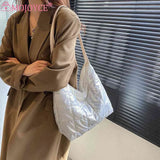 Casual Shoulder Handbags Nylon Top-handle Bag Quilted Clutch Handbag