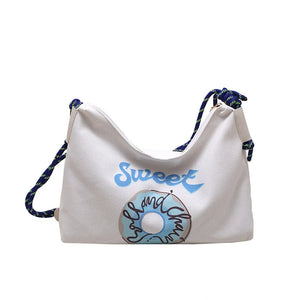 Canvas School Bags Japanese Cartoon Print Messenger Bag