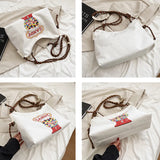 Canvas School Bags Japanese Cartoon Print Messenger Bag