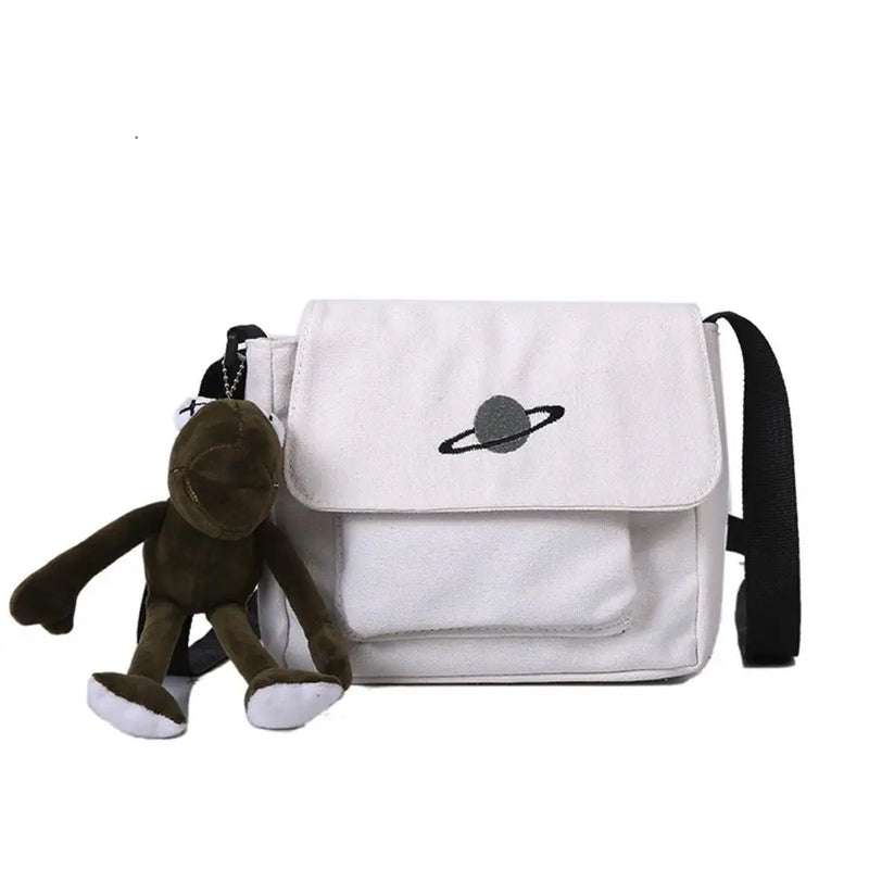 Embroidered Canvas Shoulder Bag Messenger Crossbody Bag