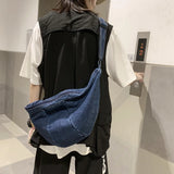 Large Canvas Shoulder Bag Women High Capacity Shopping Crossbody Denim Messenger