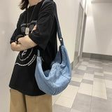 Large Canvas Shoulder Bag Women High Capacity Shopping Crossbody Denim Messenger