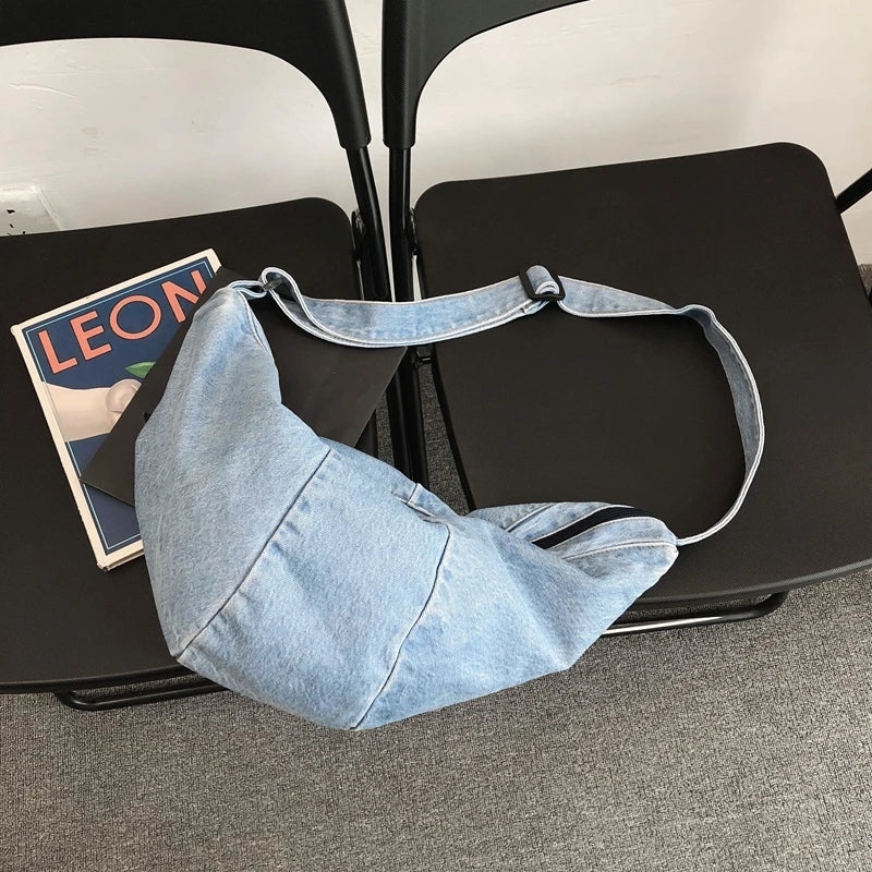 Large Canvas Shoulder Bag Women High Capacity Shopping Crossbody Denim