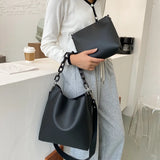 Casual Simply Buckets Pu Leather Shoulder Bag
