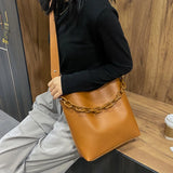 Casual Simply Buckets Pu Leather Shoulder Bag
