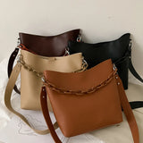 Casual Simply Buckets Pu Leather Shoulder Bag