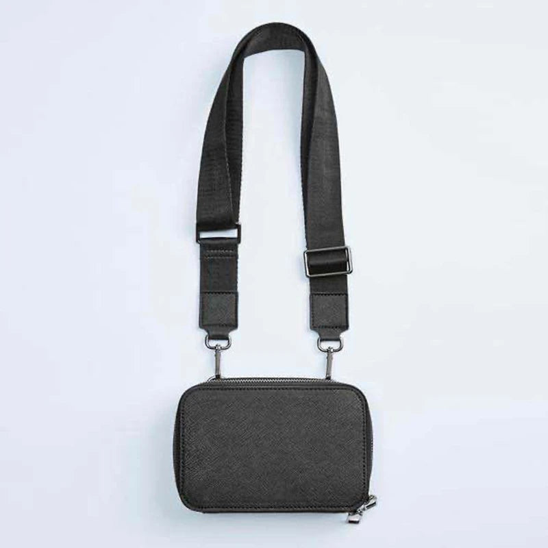 Casual Small Box Ladies Messenger Bag PU Leather Wide Shoulder Strap