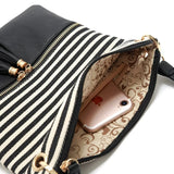 Stripe Panelled PU Leather Crossbody Shoulder Messenger Bags