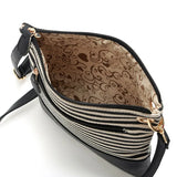 Stripe Panelled PU Leather Crossbody Shoulder Messenger Bags