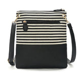 Stripe Panelled PU Leather Crossbody Shoulder Messenger Bags