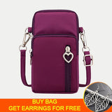 Small Shoulder Bag Women Cell Phone Pocket Waterproof Nylon Handbag