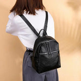 Soft PU Leather Backpack For Teenage Girls Women School Shoulder Bag
