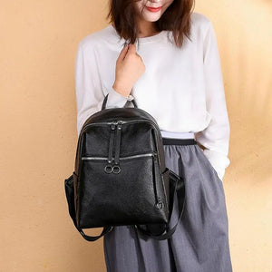 Soft PU Leather Backpack For Teenage Girls Women School Shoulder Bag