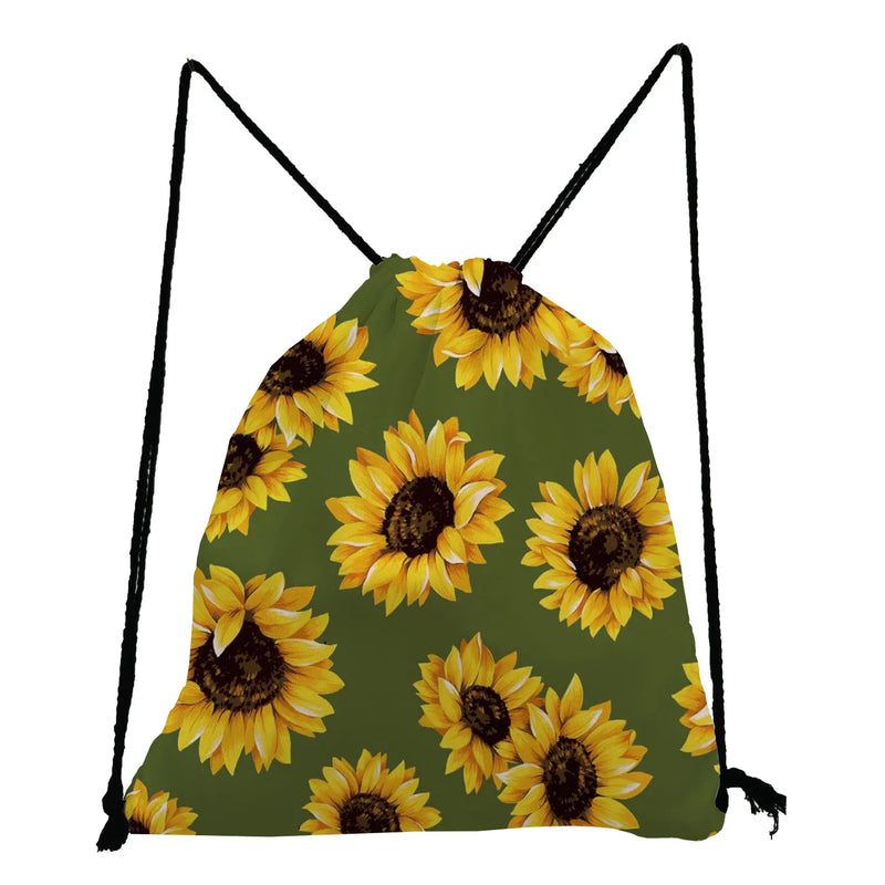 Yellow Sunflower Print Backpack Casual Softback Bag for Students