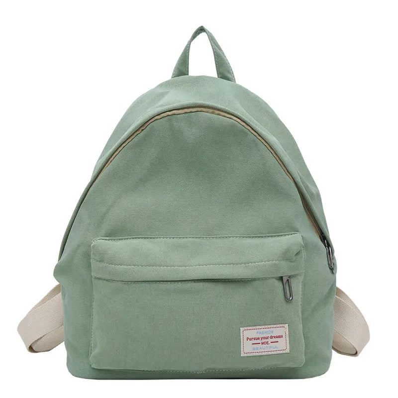 Casual Solid Appliques Knapsack Canvas Backpack Women Students