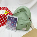 Casual Solid Appliques Knapsack Canvas Backpack Women Students