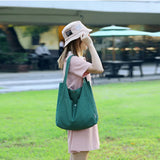 Casual Solid Canvas Shoulder Bags Large Capacity Female Tote Bag