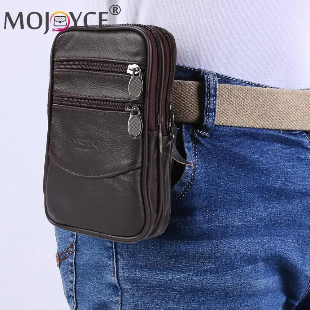 Casual Solid Crossbody Fanny Packs Men Leather Small Waist Bag Vintage