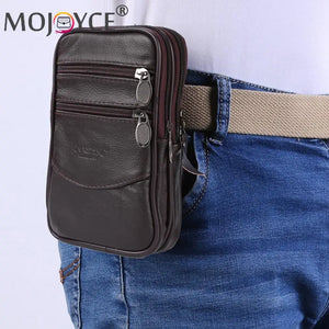 Casual Solid Crossbody Fanny Packs Men Leather Small Waist Bag Vintage