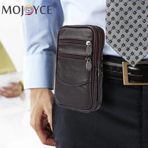 Casual Solid Crossbody Fanny Packs Men Leather Small Waist Bag Vintage