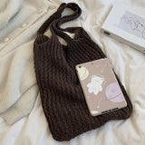 Casual Knitted Shoulder Bag Large Tote Beach Travel Handbag
