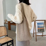 Casual Knitted Shoulder Bag Large Tote Beach Travel Handbag