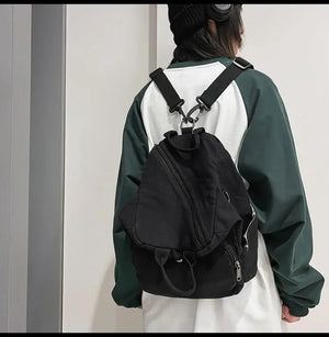 Solid Canvas Women's Backpack Large Capacity School Travel Bagpack