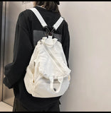Solid Canvas Women's Backpack Large Capacity School Travel Bagpack