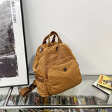 Solid Canvas Women's Backpack Large Capacity School Travel Bagpack
