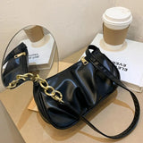 Casual Solid Underarm Shoulder Bag with Zipper Closure