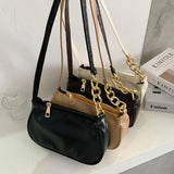 Casual Solid Underarm Shoulder Bag with Zipper Closure