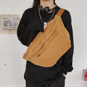 Solid Fanny pack Waist Bag Unisex Crossbody Chest Bags Hip hop Canvas Belt Bag
