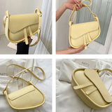 Casual Solid PU Leather Shoulder Crossbody Saddle Bag For Women