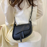 Casual Solid PU Leather Shoulder Crossbody Saddle Bag For Women